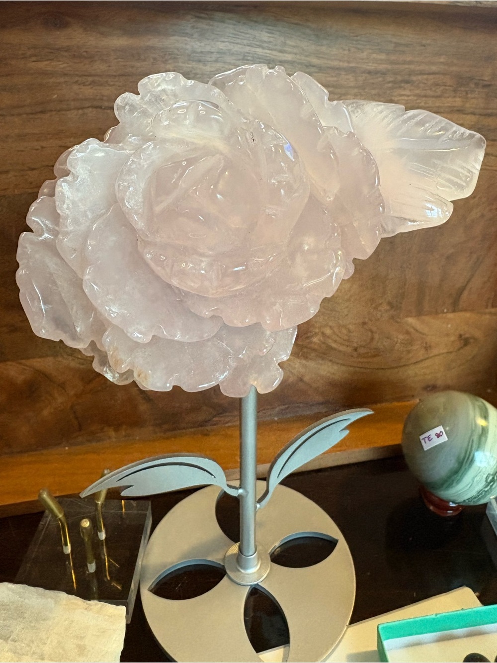 Earth Rose Quartz Pink Flower Sculpture
